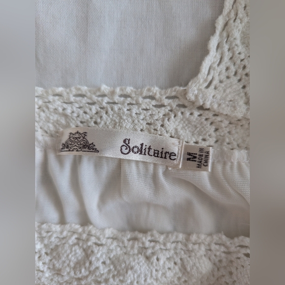 Solitaire White Sheath Dress with Puff Sleeves and Square Neck - Picture 5 of 9